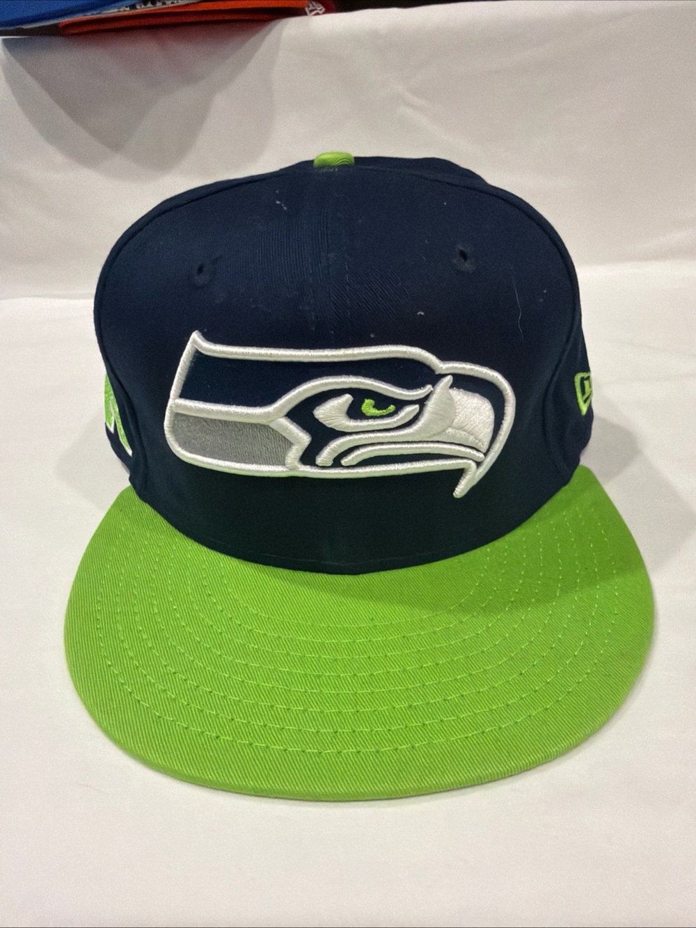 New Era Kids Navy and Neon Green Seahawks Snapback Hat
